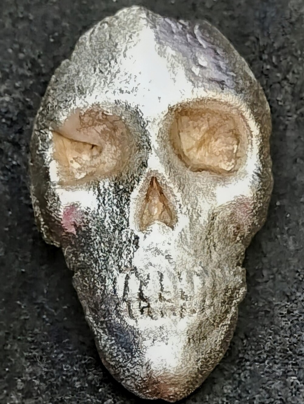 43g Hand Poured Sterling Silver Skull .925 Gothic Silver Art